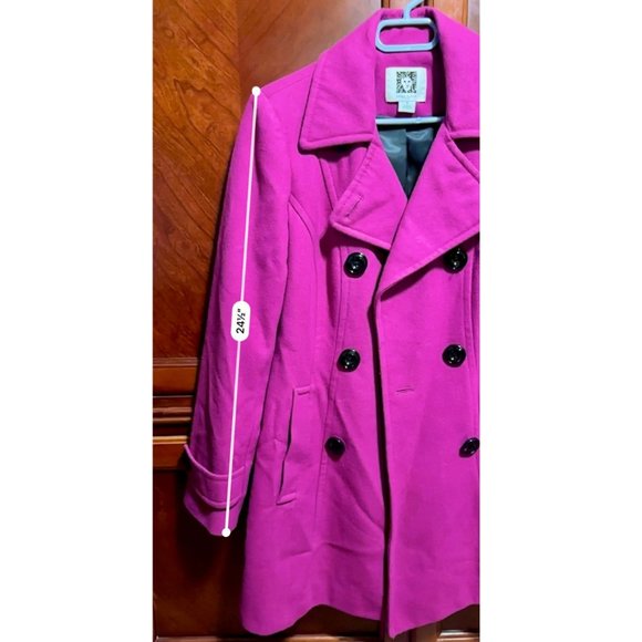 Anne Klein Fuchsia Trench Coat Size Small - Picture 13 of 14